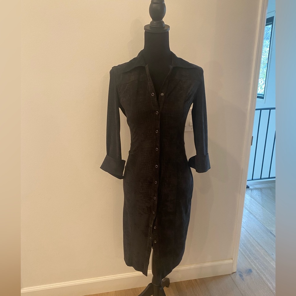 Bebe Button-up Velvet Dress